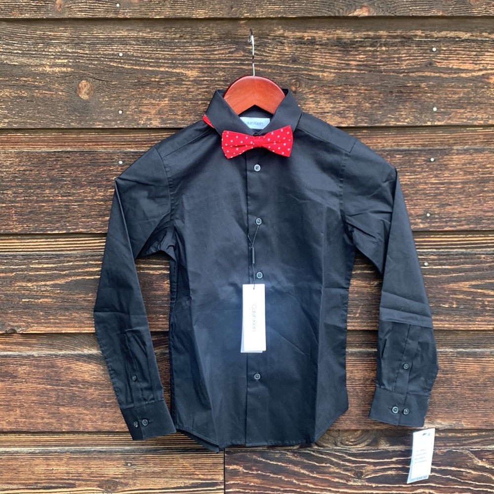 New, Black Calvin Klein Dress Shirt Boys Size 8 - Picture 9 of 9